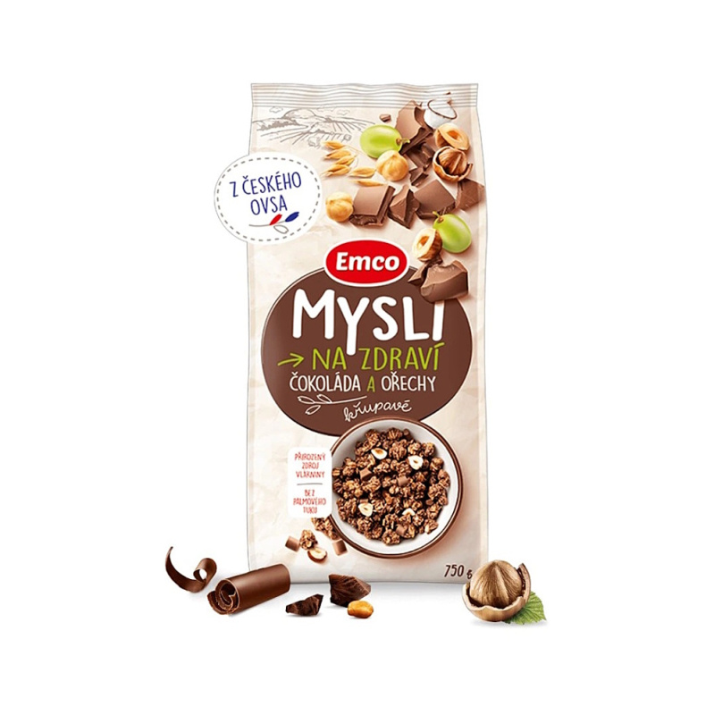 Emco - mysli - čokoláda a lískový oříšek, 750 g