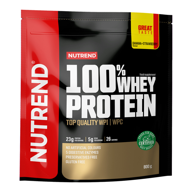 Nutrend 100% Whey Protein 800 g - banán/jahoda