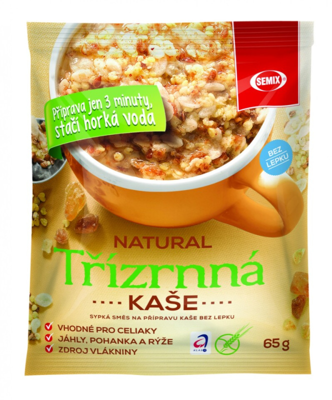 SEMIX Třízrnná kaše natural bez lepku 65 g