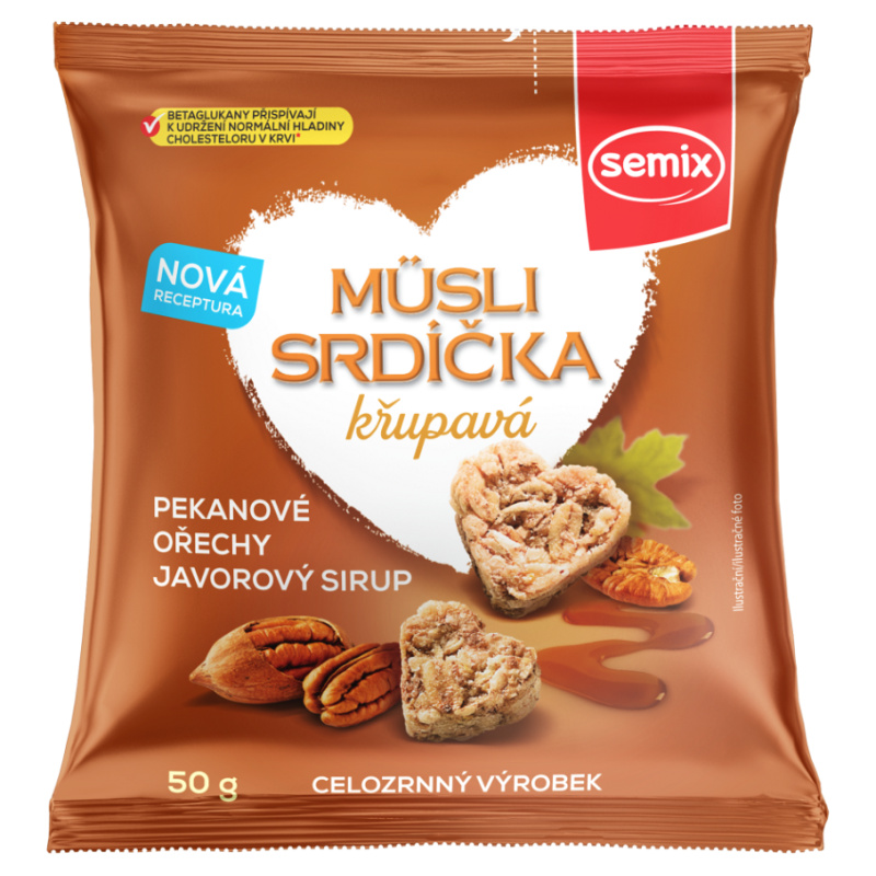 SEMIX Müsli srdíčka křupavá s pekanovými ořechy a javorovým sirupem 50 g