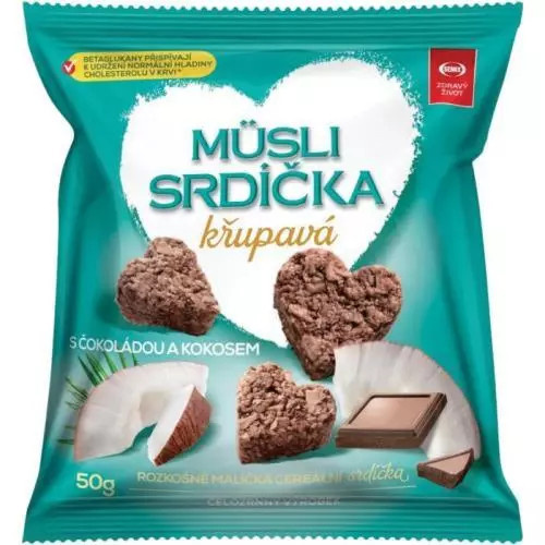 SEMIX Müsli srdíčka křupavá s čokoládou a kokosem 50 g