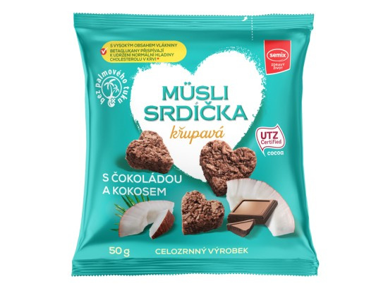 SEMIX Müsli srdíčka křupavá s čokoládou a kokosem 50 g