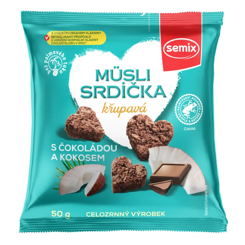SEMIX Müsli srdíčka křupavá s čokoládou a kokosem 50 g