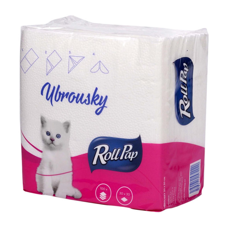 Gastro ubrousky Roll Pap 1 vrstvé - bílé (100 ks)