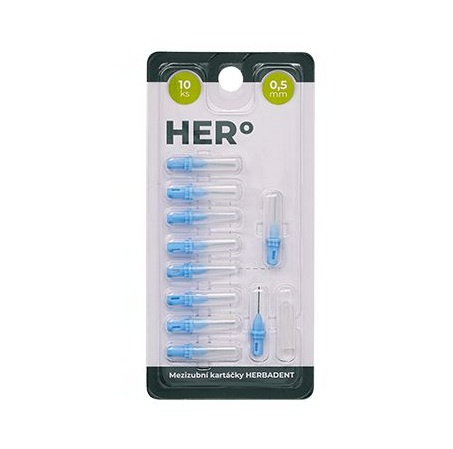Herbadent HERo 0,5 mm náhradní mezizubní kartáčky 10 ks modré