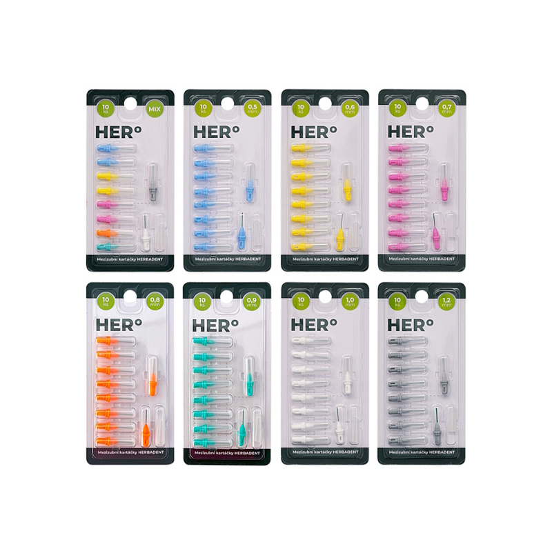 Herbadent HERo 1,2 mm náhradní mezizubní kartáčky 10 ks šedé