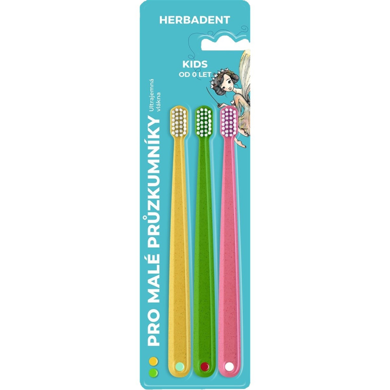 Herbadent Kids zubní kartáček pro děti do 8 let 3 ks