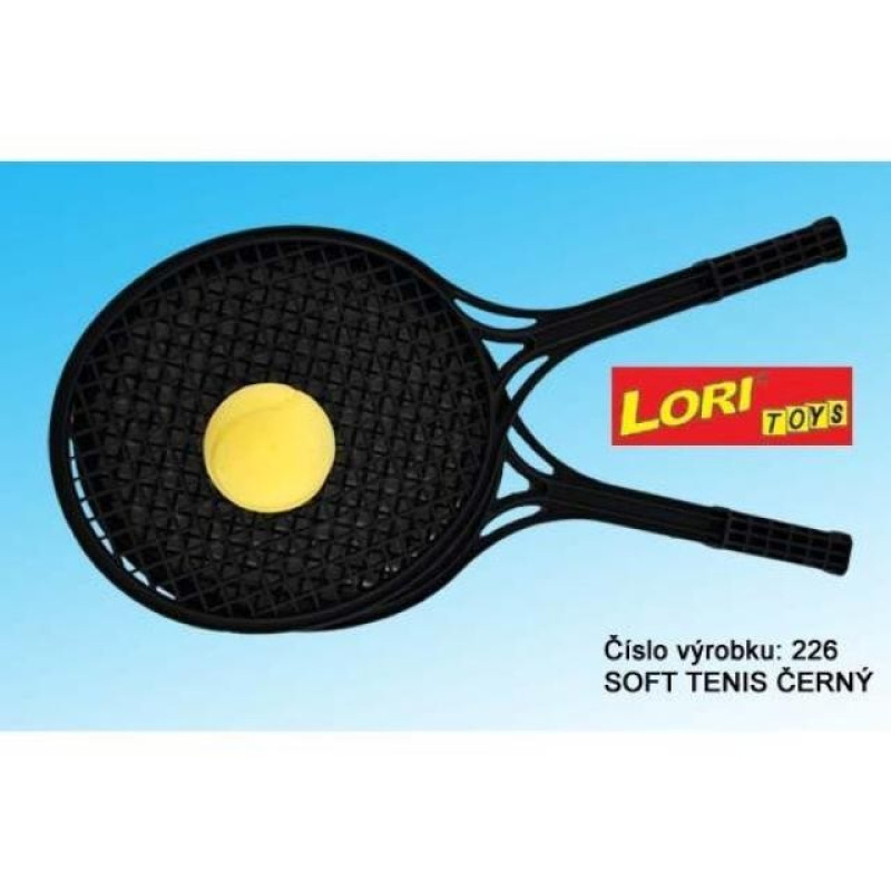 Soft tenis plast černý+míček 53cm v síťce