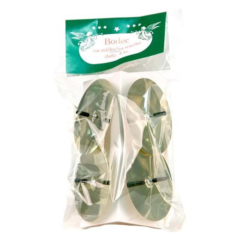 Svícen kovový se zápichem zlatý, 4 ks, pr. 60 mm