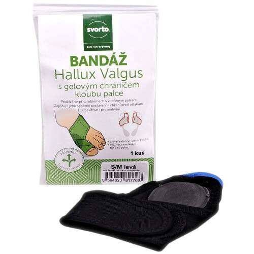 Svorto 028 Bandáž Hallux Valgus s gelovým chráničem kloubu palce vel. S/M (36–39) pravá 1 ks