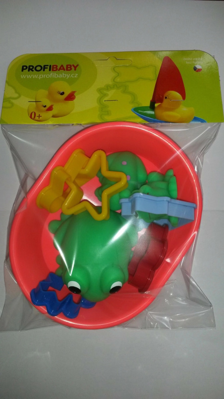 Profibaby Koupací set vanička + zvířátko gumové 3ks do vody 3 barvy v sáčku