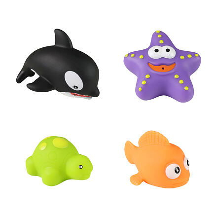 Profibaby Zvířátka mořská do vody stříkací 4ks plast v sáčku 13,5 x 22 cm 0m+