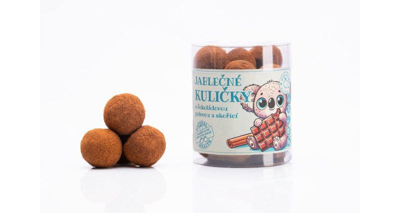 Jablečné kuličky s čokoládovou polevou a skořicí váha 100g