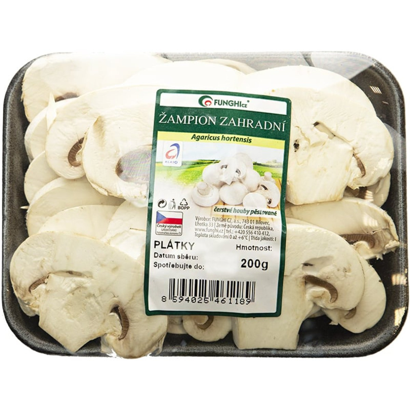 Žampiony bílé – plátky, vanička