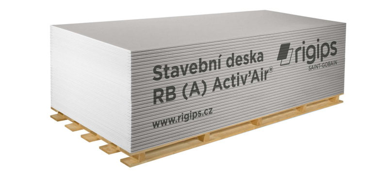 Deska sádrokartonová Rigips RB Activ'Air 2 000×1 250×12,5 mm