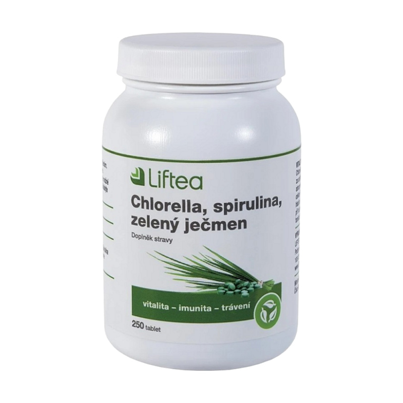 Liftea Chlorella, spirulina, zelený ječmen 250 tablet