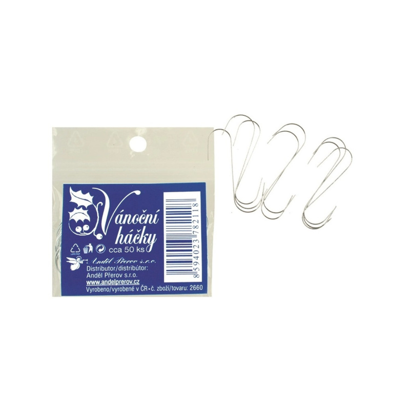 Háčky na stromeček kovové 50 ks