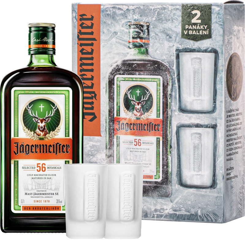 Jägermeister + 2 sklenice 35% 0,7l (darčekové balenie 2 poháre)