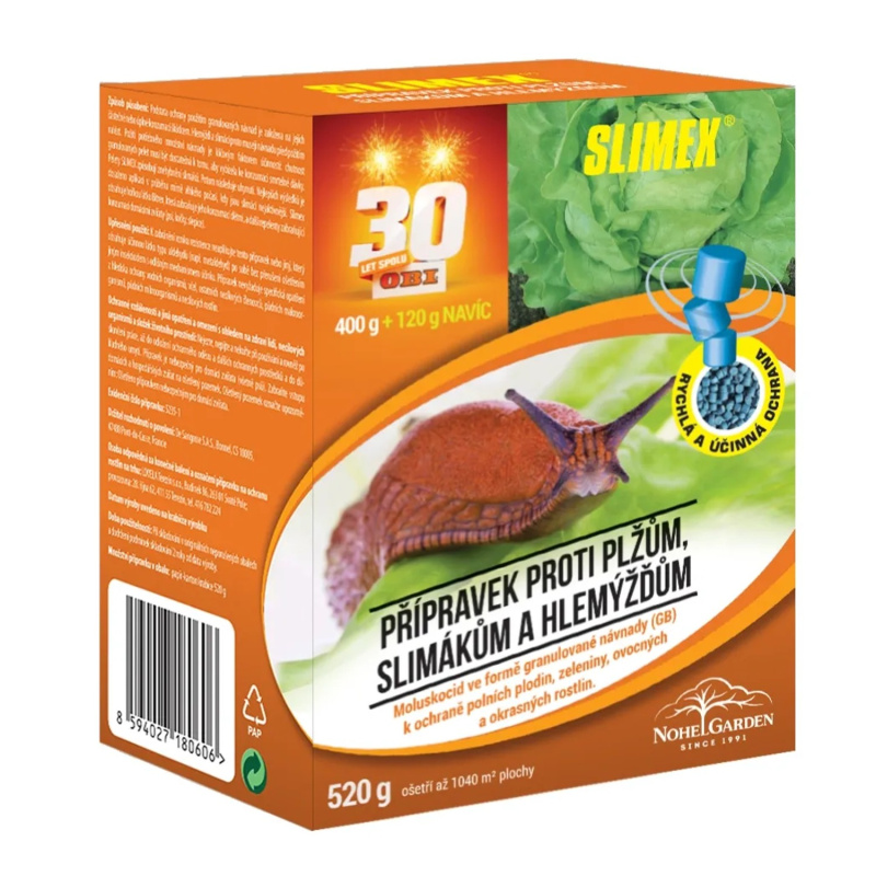 NOHEL GARDEN Moluskocid SLIMEX na slimáky 400 g + 120 g NAVÍC