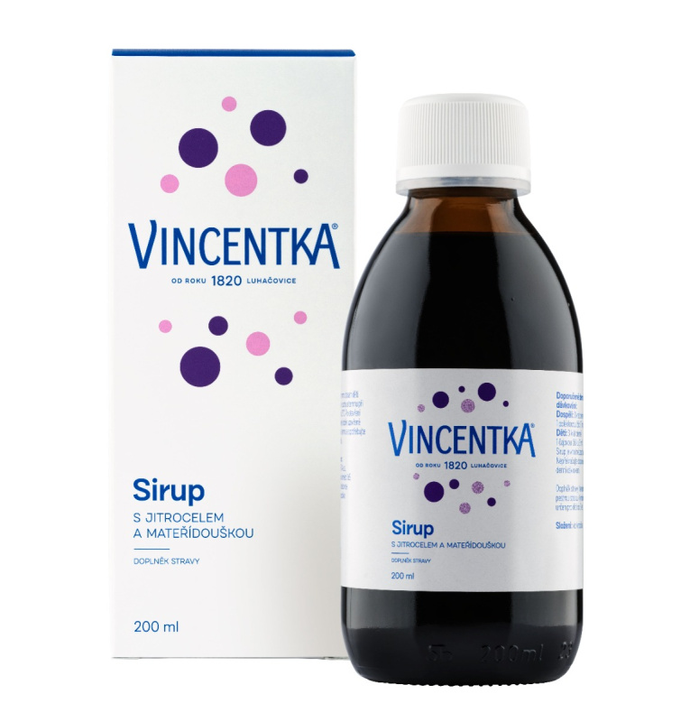Vincentka Sirup s jitrocelem a mateřídouškou 200ml