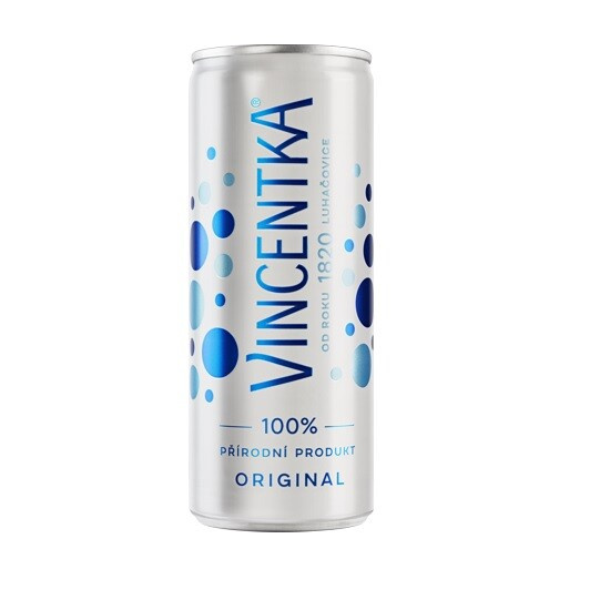 Vincentka Přírodní minerální voda plech 250 ml