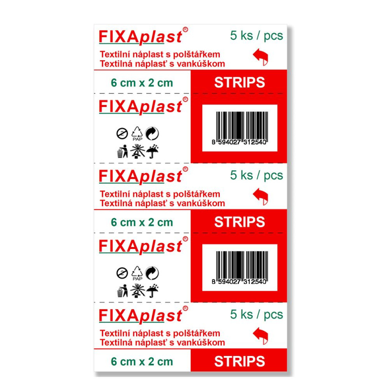 FIXAPLAST Strip Náplast 6 x 2 cm 5 kusů