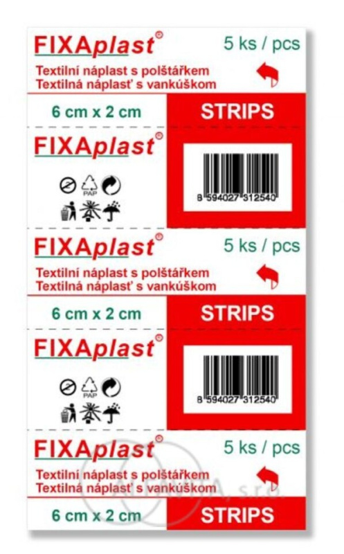FIXAPLAST Strip Náplast 6 x 2 cm 5 kusů