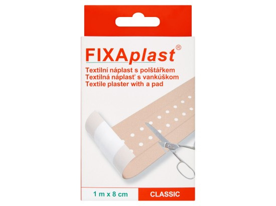 FIXAPLAST Classic náplast textilní s polštářkem 1 m x 8 cm
