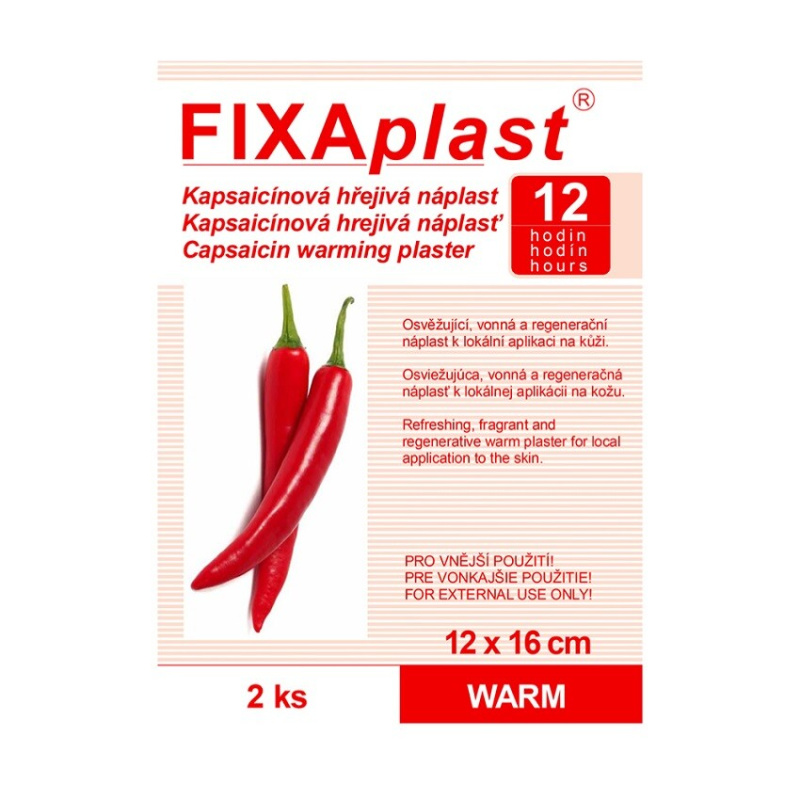 FIXAPLAST WARM kapsaicinová hřejivá náplast 12 x 16 cm 2 kusy