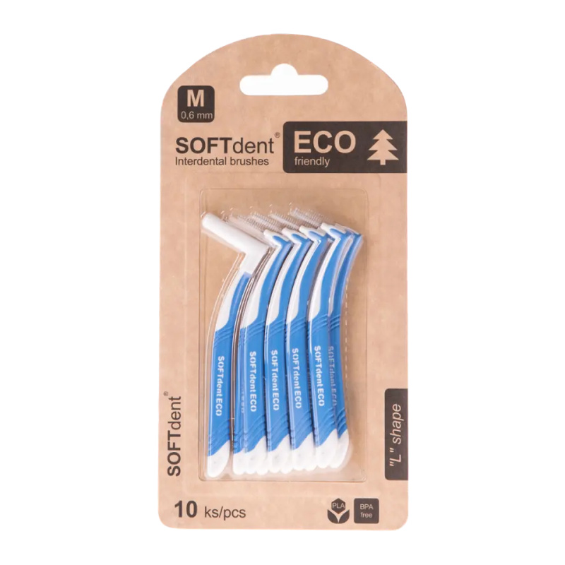 SOFTDENT ECO Mezizubní kartáček zahnutý 0,6 mm 10 ks