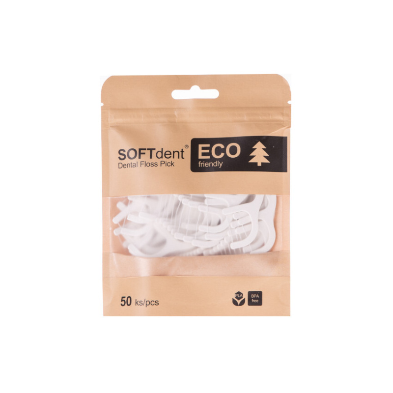 SOFTdent ECO Dental Floss Pick dentální párátka s nití 50 ks