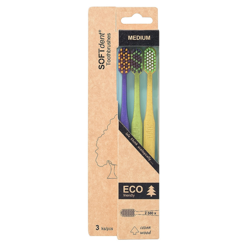 SOFTdent ECO Medium zubní kartáček 3 ks