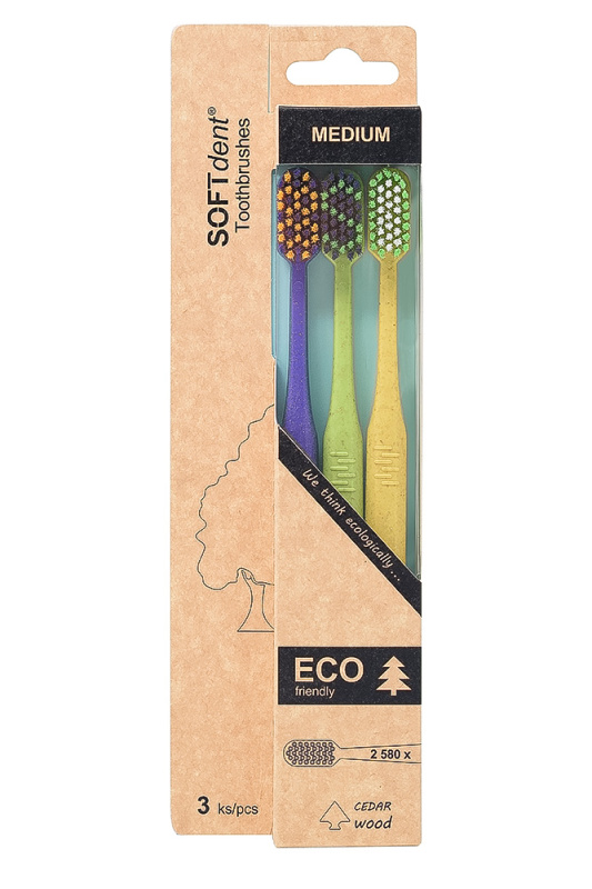 SOFTdent ECO Medium zubní kartáček 3 ks