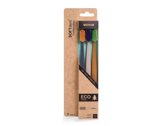 SOFTdent ECO Medium zubní kartáček 3 ks