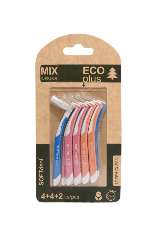 SOFTDENT ECO Mezizubní kartáček zahnutý MIX 10 ks