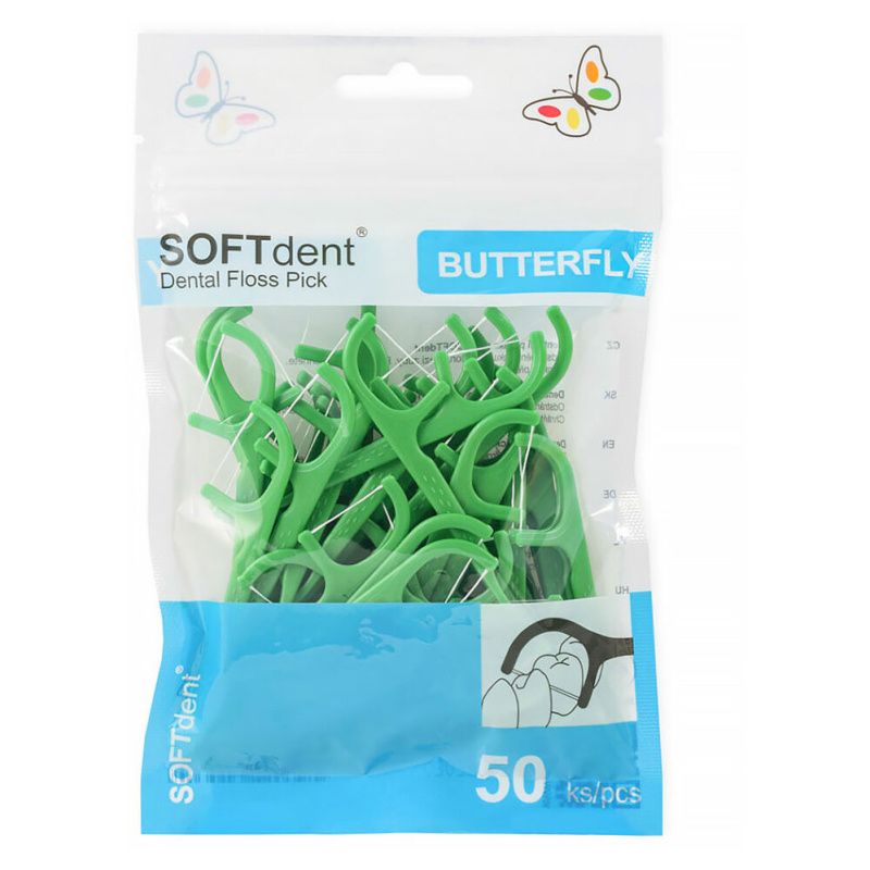 SOFTDENT Butterfly Dentální párátka s nití 50 ks