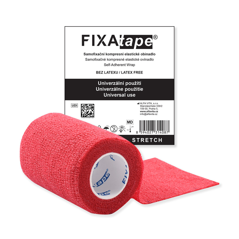 FIXAPLAST Fixatape stretch samofixační obinadlo 7,5 cm x 450 cm červené 1 kus