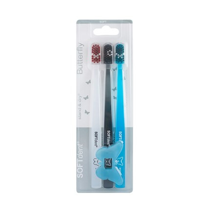 SOFTDENT Butterfly Zubní kartáček Soft 3 kusy