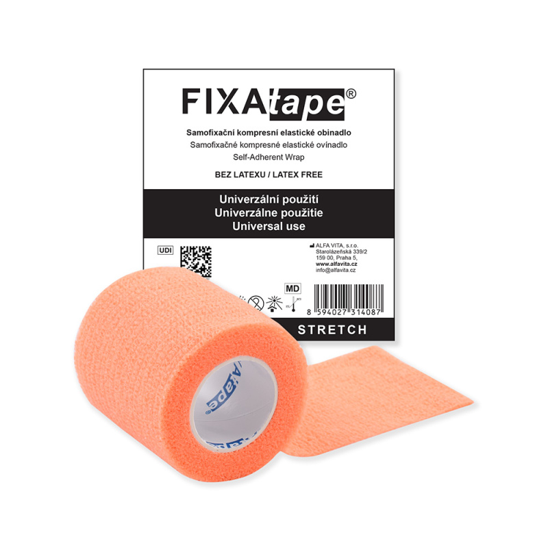 FIXAPLAST Fixatape stretch samofixační obinadlo 5 cm x 450 cm oranžové 1 kus