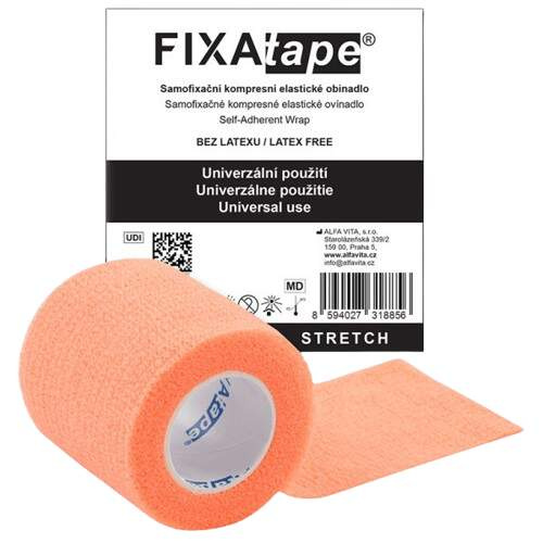 FIXAPLAST Fixatape stretch samofixační obinadlo 5 cm x 450 cm oranžové 1 kus