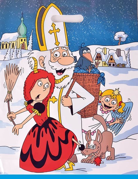 Stil Igelitová taška "XL" 34 × 46,5 cm  - Mikuláš, čertice a pes