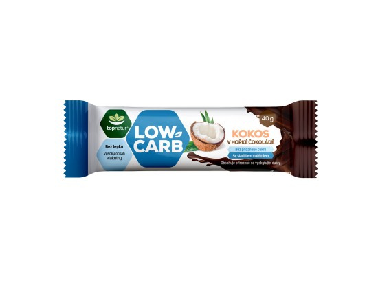 TOPNATUR LOW CARB tyčinka kokos v hořké čokoládě 40 g