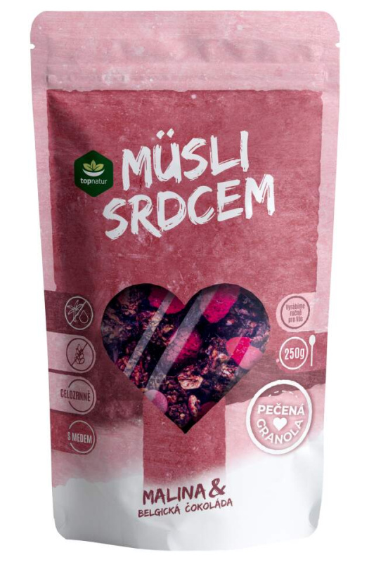TOPNATUR Müsli srdcem malina & belgická čokoláda 250 g