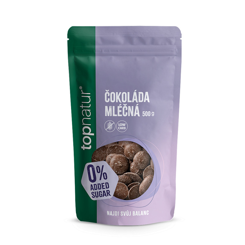 TOPNATUR Čokoláda mléčná bez přidaného cukru 500 g