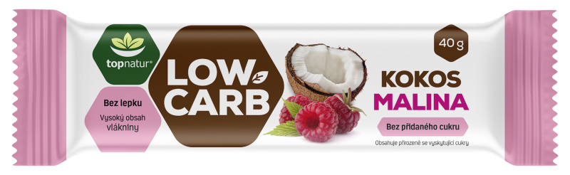 TOPNATUR Tyčinka Low carb kokos malina 40 g
