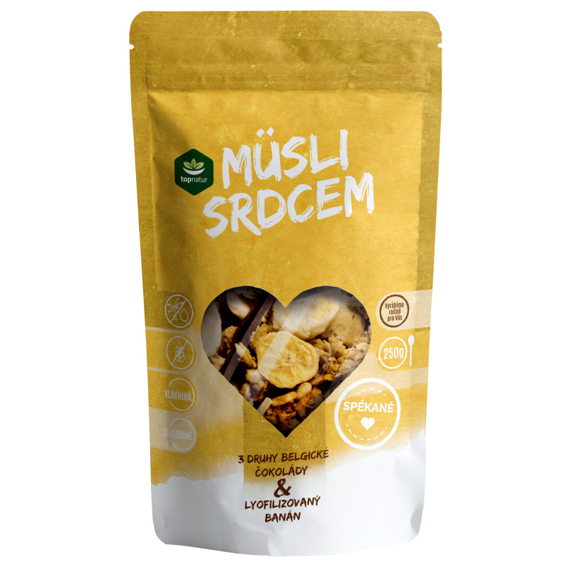 TOPNATUR Müsli srdcem čoko trio & banán 250 g