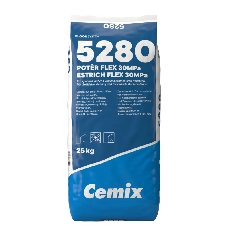 Cemix Cementový balkonový spádový potěr 5280 Flex 30MPa, 25 kg
