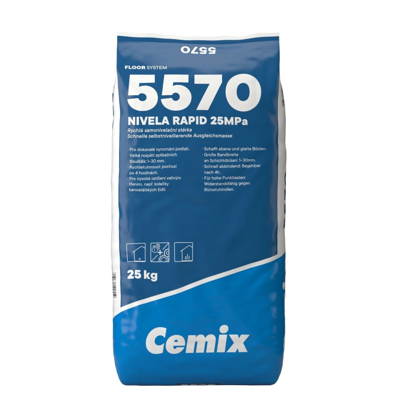 Cemix 5570 Rychlá samonivelační stěrka NIVELA RAPID 25 Mpa, 25 kg (PE)
