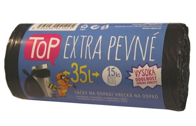 Sáčky na odpad LDPE Extra TOP 35 l - černé (15 ks)