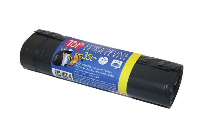 Sáčky na odpad LDPE 35 l - černé (15 ks) - zatahovací